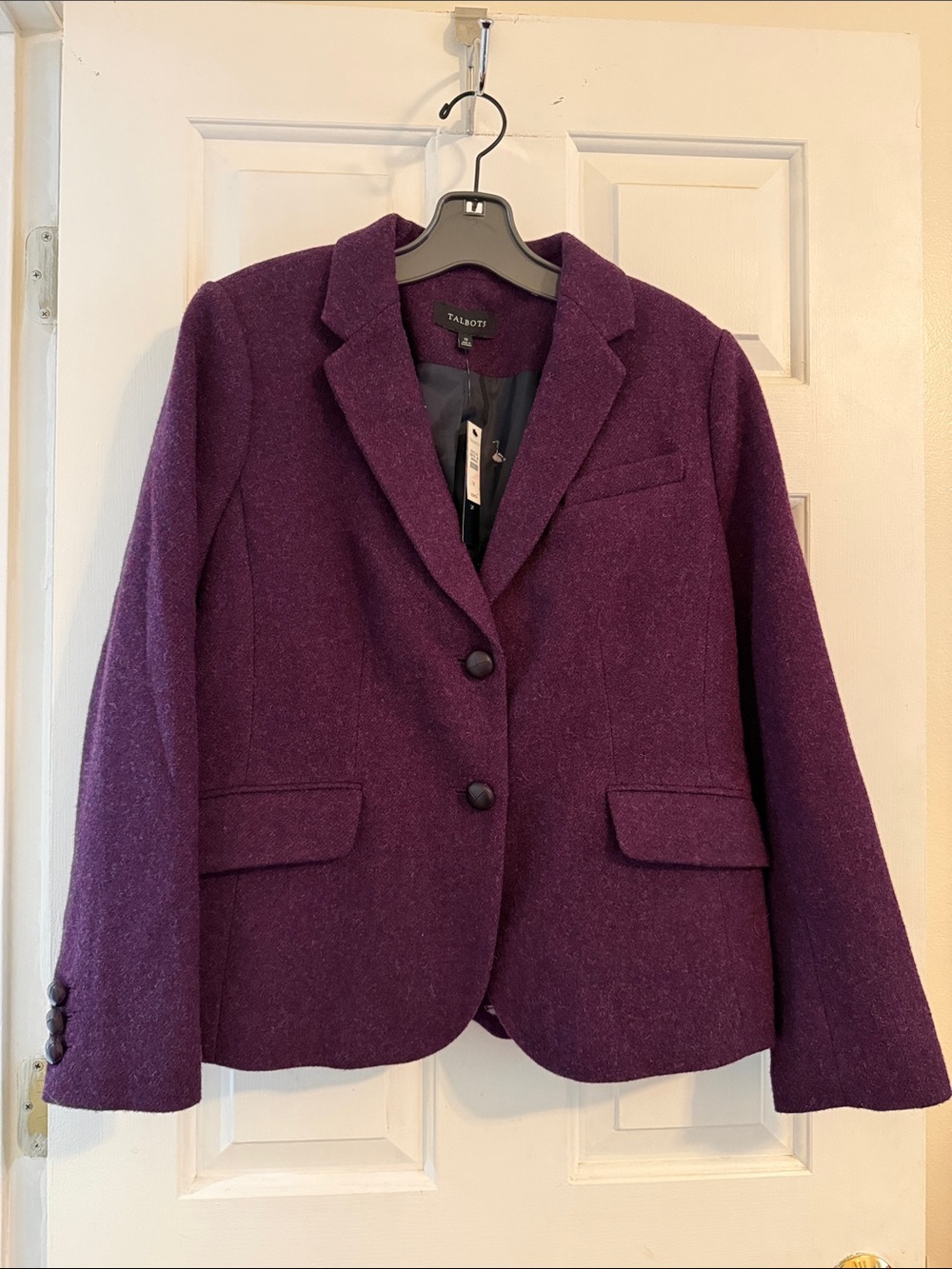 NWT Women’s Talbots Deep Purple Wool Blazer Jacket, size 12